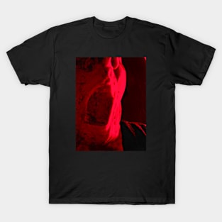 Portrait, digital collage and special processing. Mouth closeup. Rage, demon, brutal. Dark and red. T-Shirt